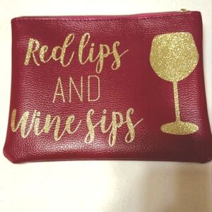 `B25824 Red Lips and Wine Sips Makeup Bag